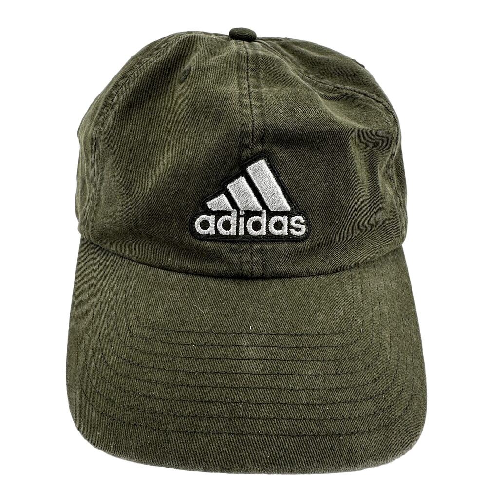 Adidas 3 Striped Baseball Cap Embroidered Logo Adjustable Olive Green One Size